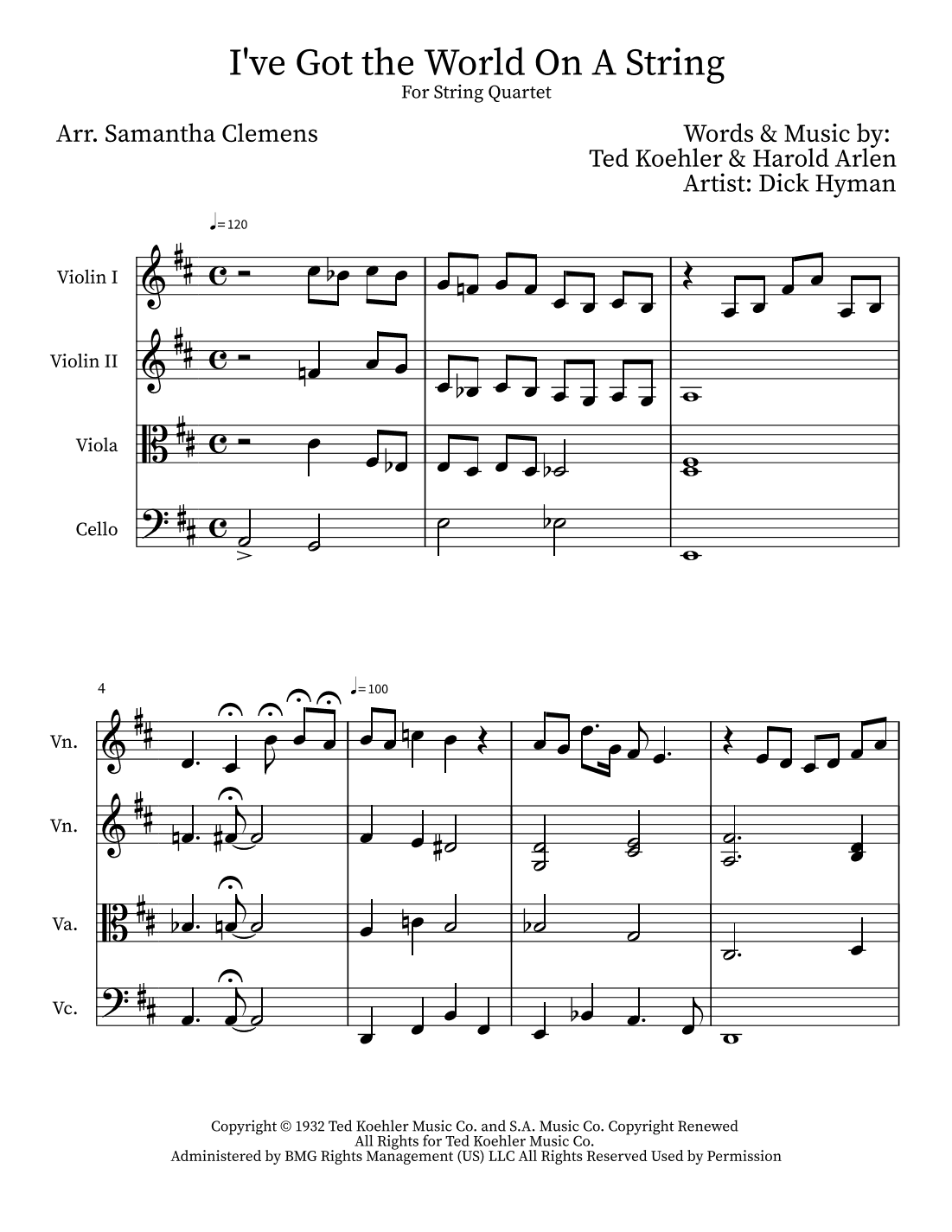 I've Got The World On A String (arr. Samantha Clemens)