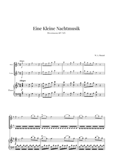 Eine Kleine Nachtmusik for Oboe, Violin and Piano (arr. Cadenza Editions)
