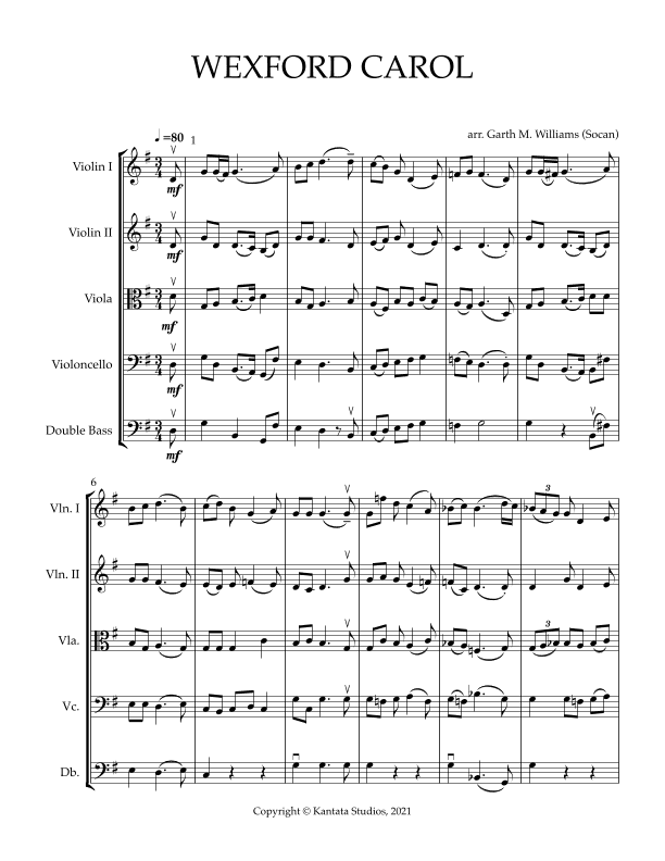 THE WEXFORD CAROL ARRANGED FOR STRING ORCHESTRA (arr. Garth Williams)