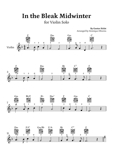 In the Bleak Midwinter (Violin Solo) - Beginner Level (arr. Henrique Oliveira)