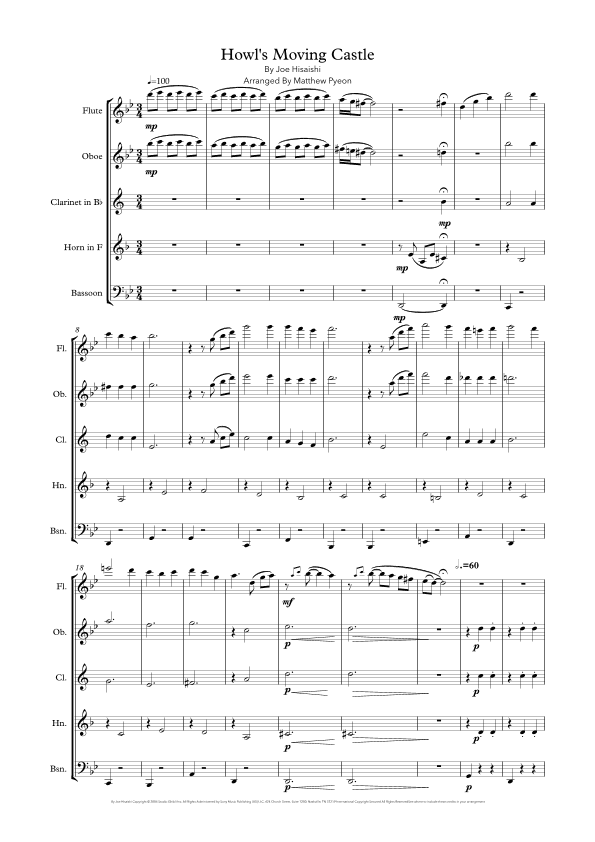 Howl's Moving Castle (arr. Matthew pyeon)