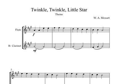 Twinkle, Twinkle, Little Star | For Flute & Bb Clarinet (Without Transposition) (arr. Karen Gueiros)
