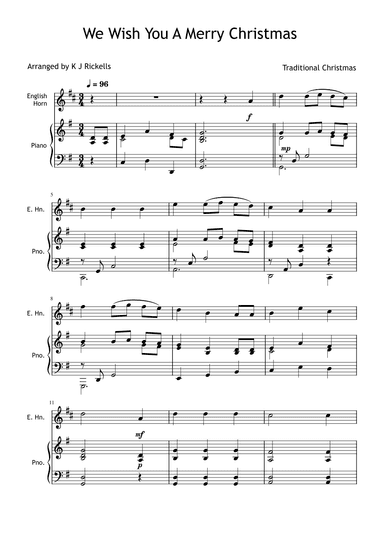 We Wish You A Merry Christmas - English Horn Solo (arr. K J Rickells)