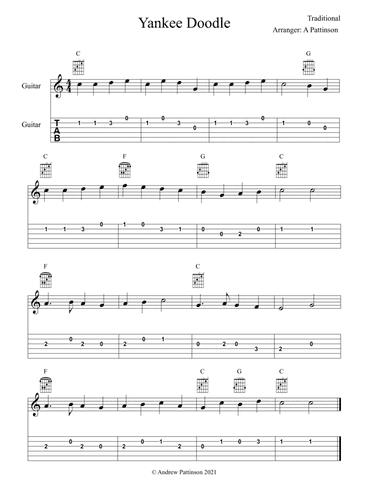 Yankee Doodle for Easy Guitar (arr. Andrew Pattinson)