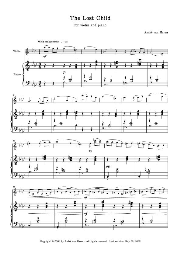 The Lost Child for violin and piano