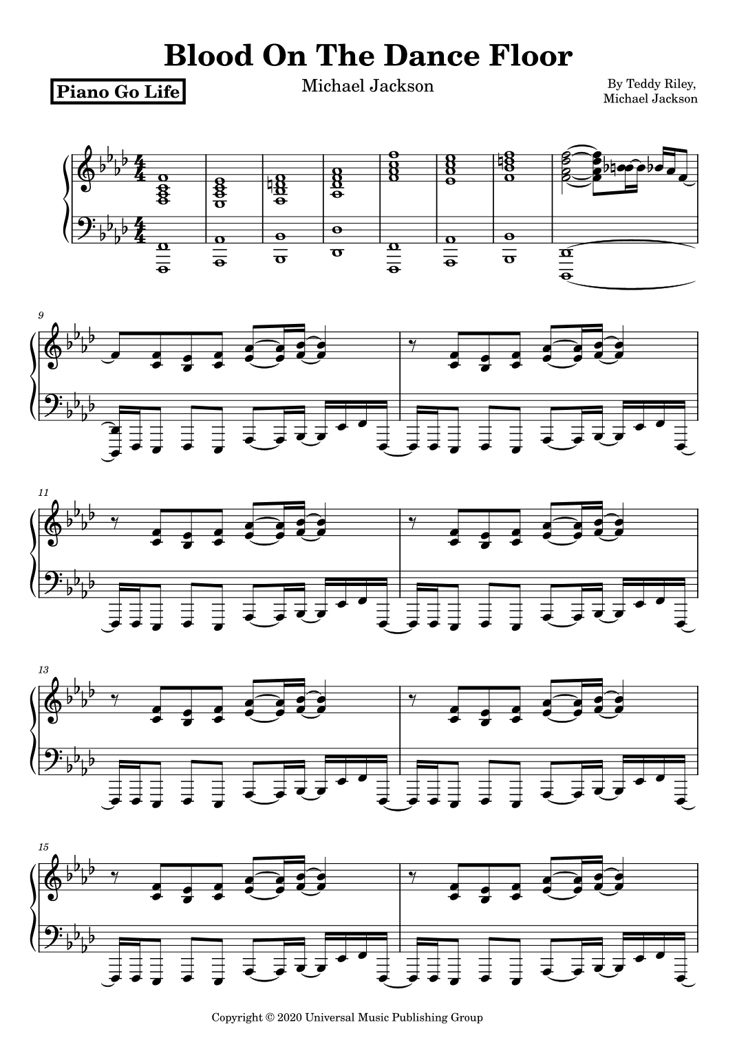 Blood On The Dance Floor (arr. Piano Go Life)