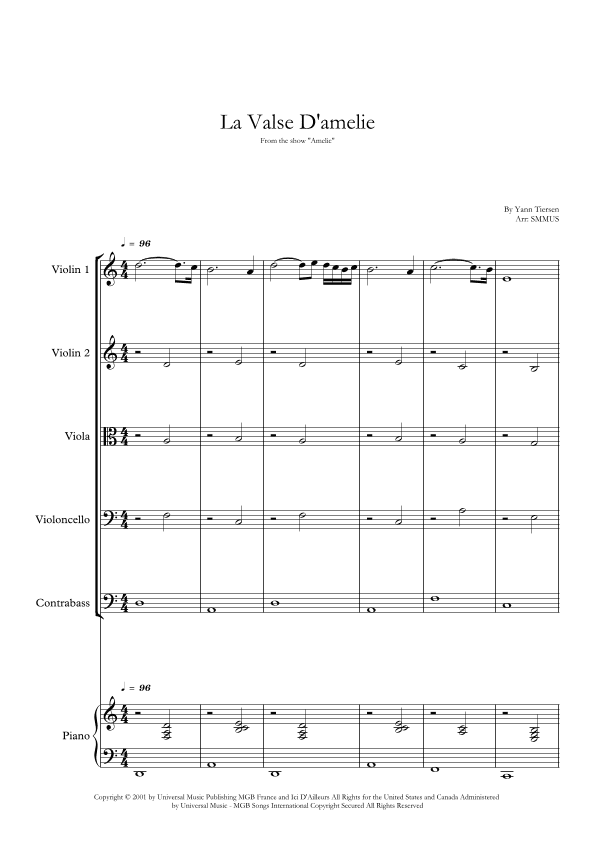 La Valse D'amelie (arr. SMMUS)