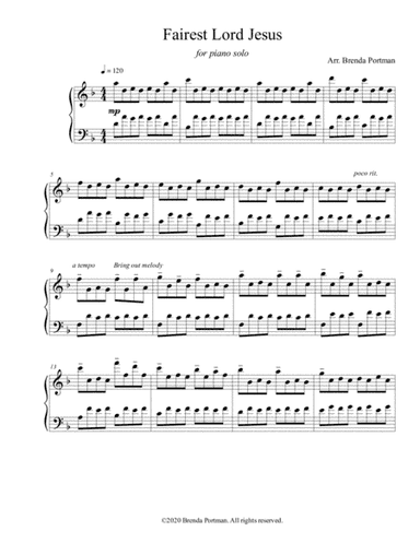Fairest Lord Jesus (arr. Brenda Portman)