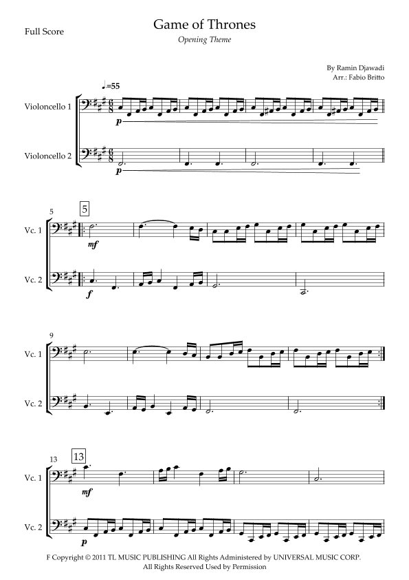 Game Of Thrones (arr. Fabio Britto)