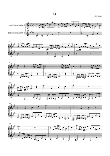 Bach: Invention 14 for two clarinets (arr. Saho Omukai)