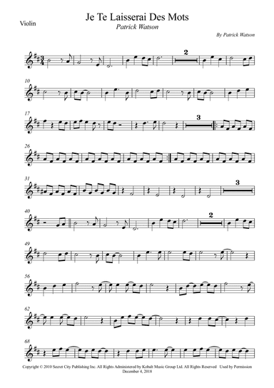 Je Te Laisserai Des Mots (arr. Wesley S. SIlva)