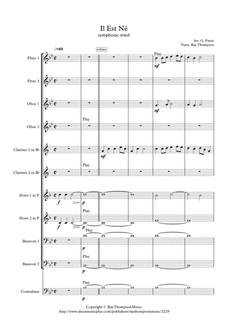 Fauré: Il Est Né - symphonic wind/bass (arr. Ray Thompson)