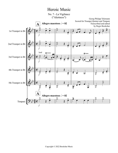Heroic Music - No.   7. La Vigilance (Bb) (Trumpet Quintet, Timp) (arr. Regis Bookshar)