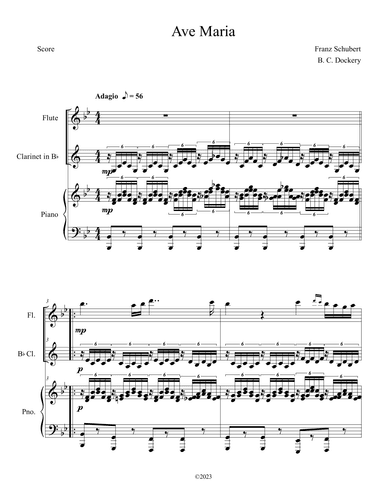 Ave Maria (Flute and Clarinet Duet with Piano Accompaniment) (arr. B. C. Dockery)