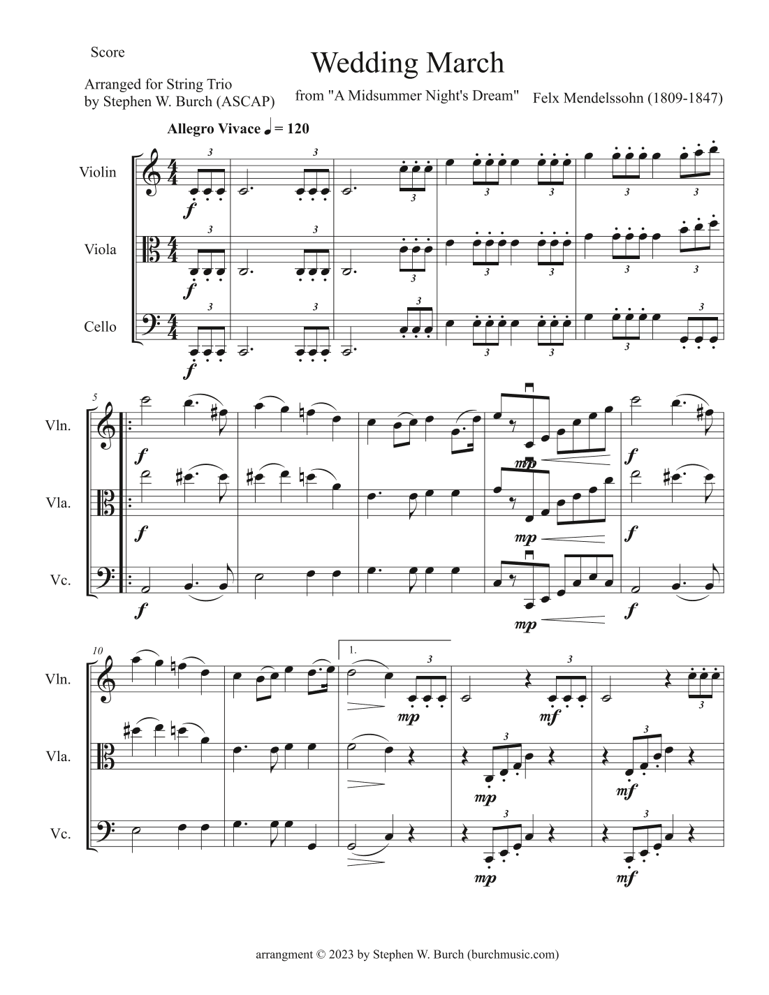 Wedding March from "A Midsummer Night's Dream" (arr. Stephen W. Burch (ASCAP))