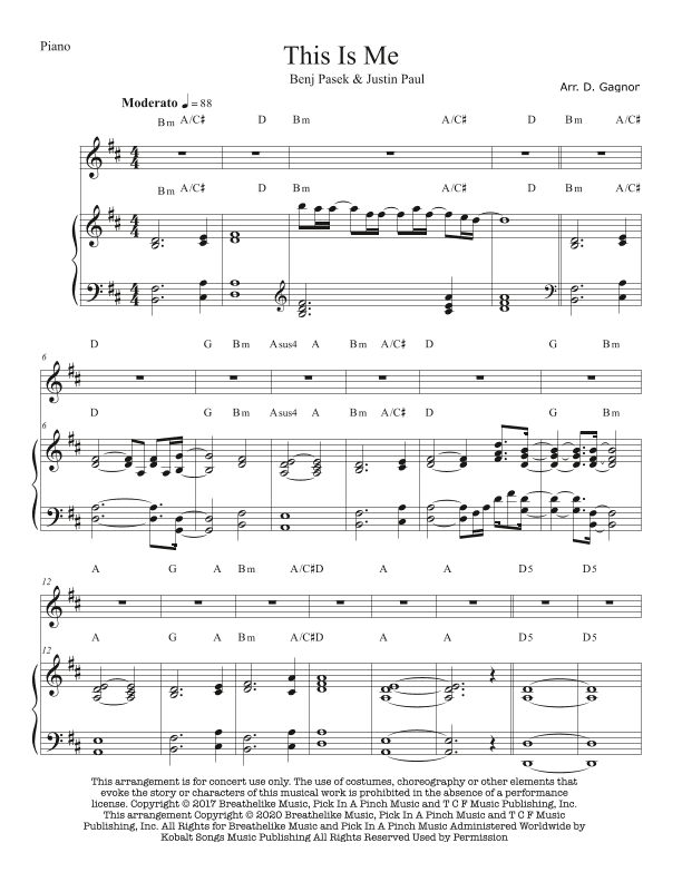 This Is Me - Score Only (arr. D. Gagnon)