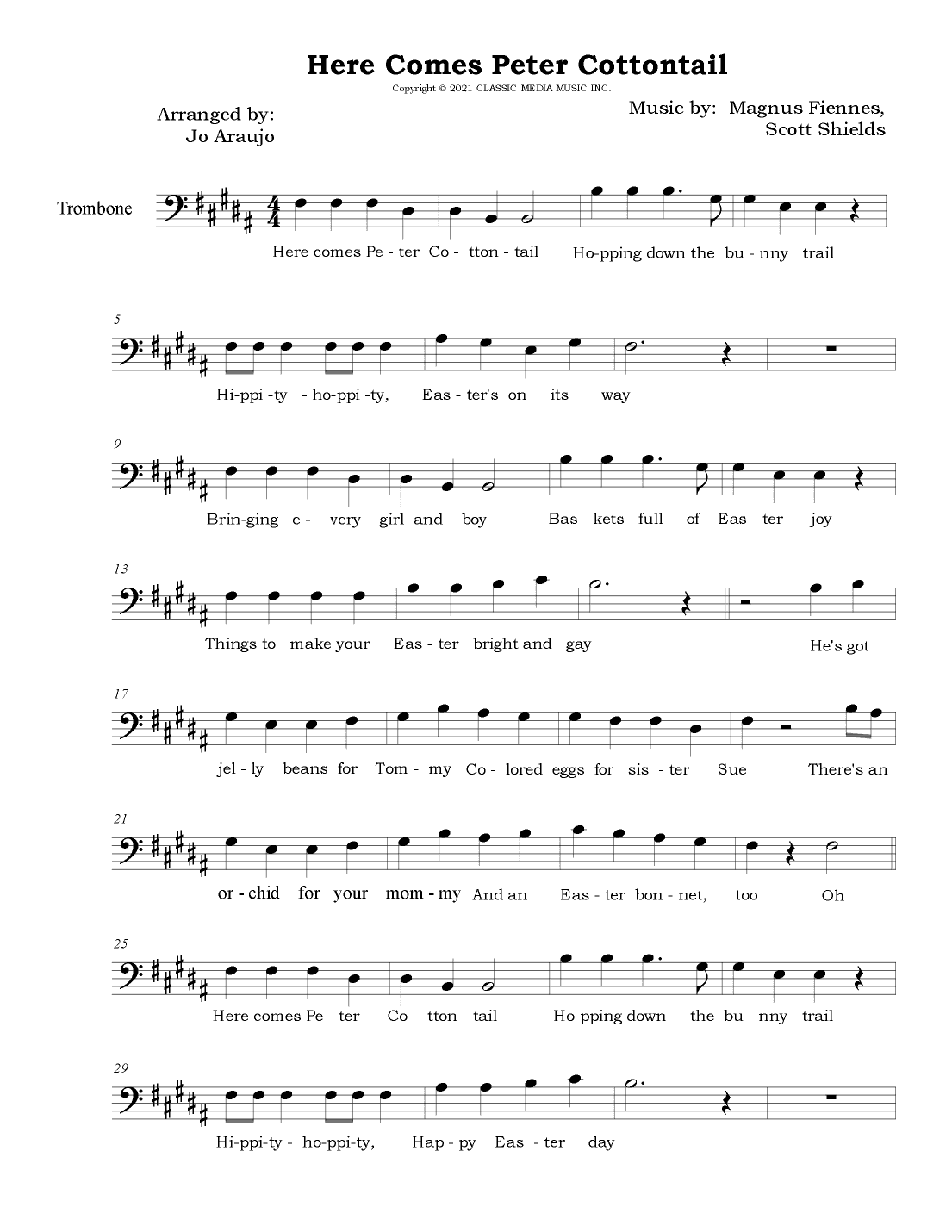 Here Comes Peter Cottontail (arr. Jo Araujo)