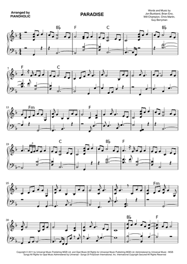 Paradise (arr. PIANOHOLIC)