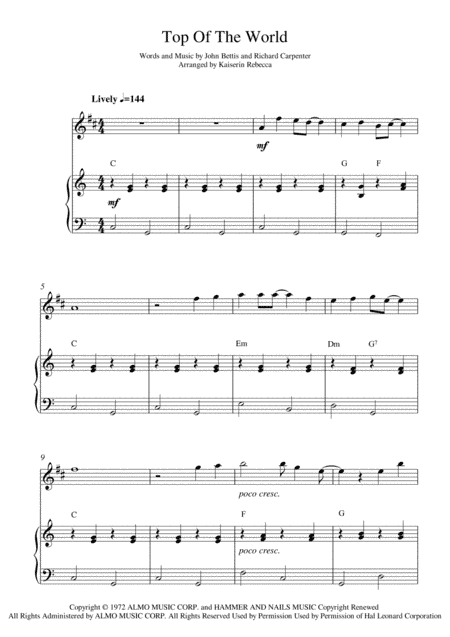 Top Of The World (arr. Kaiserin Rebecca)