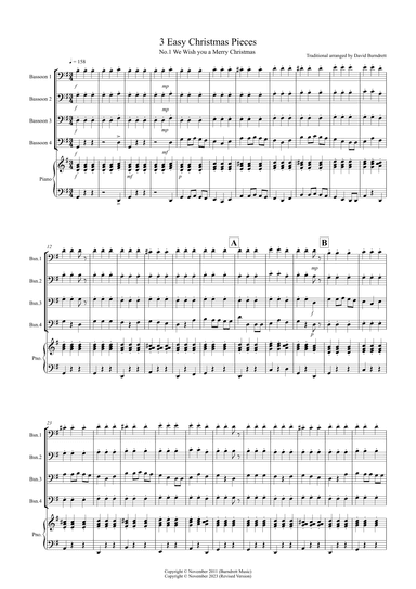 3 Easy Christmas Pieces for Bassoon Quartet (arr. David Burndrett)