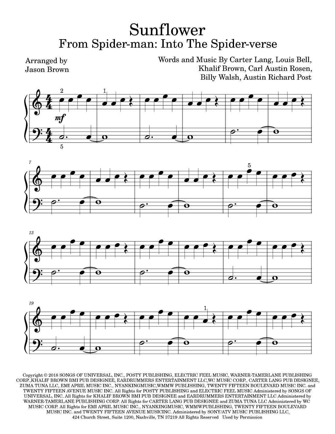 Sunflower (arr. Jason Brown)