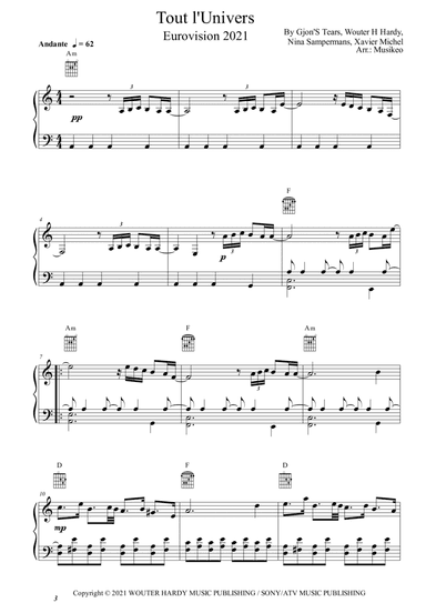 Tout L'univers (arr. Musikeo)