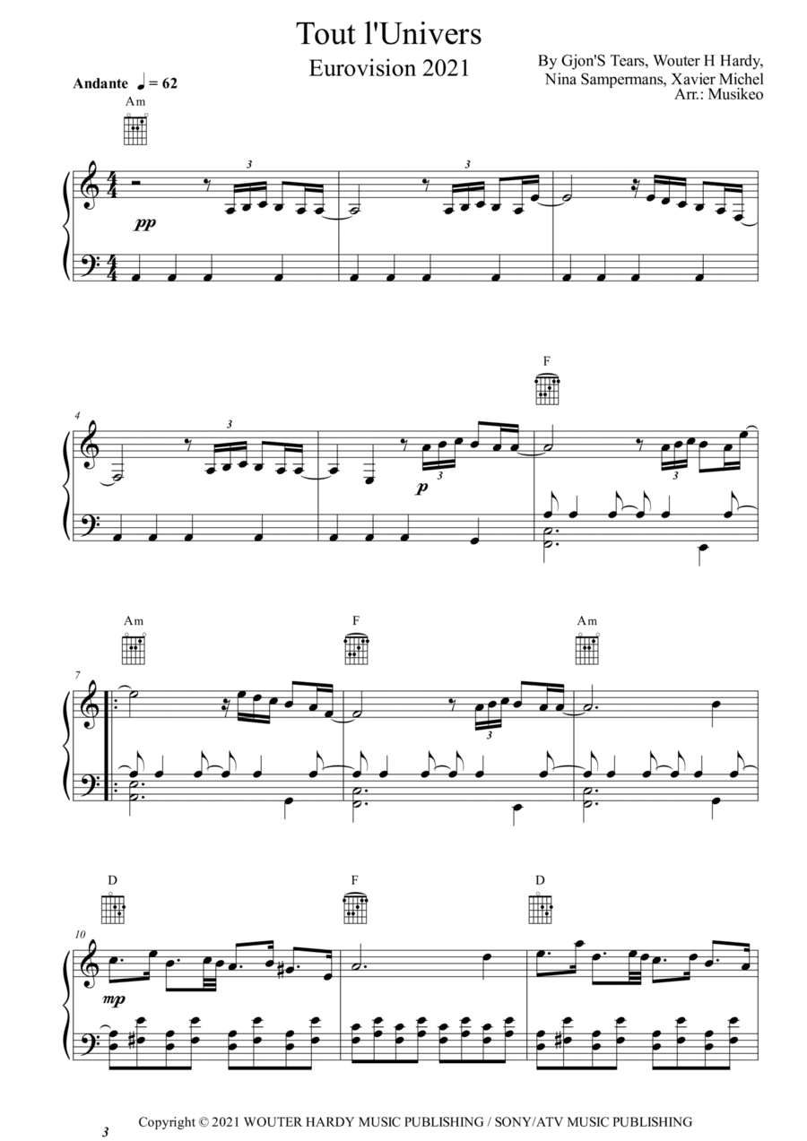 Tout L'univers (arr. Musikeo)