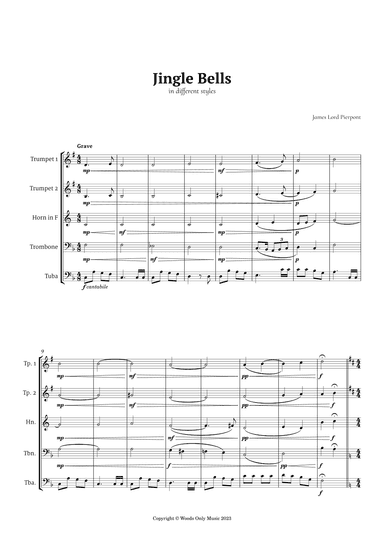 Jingle Bells in Different Styles for Brass Quintet (arr. Ander)