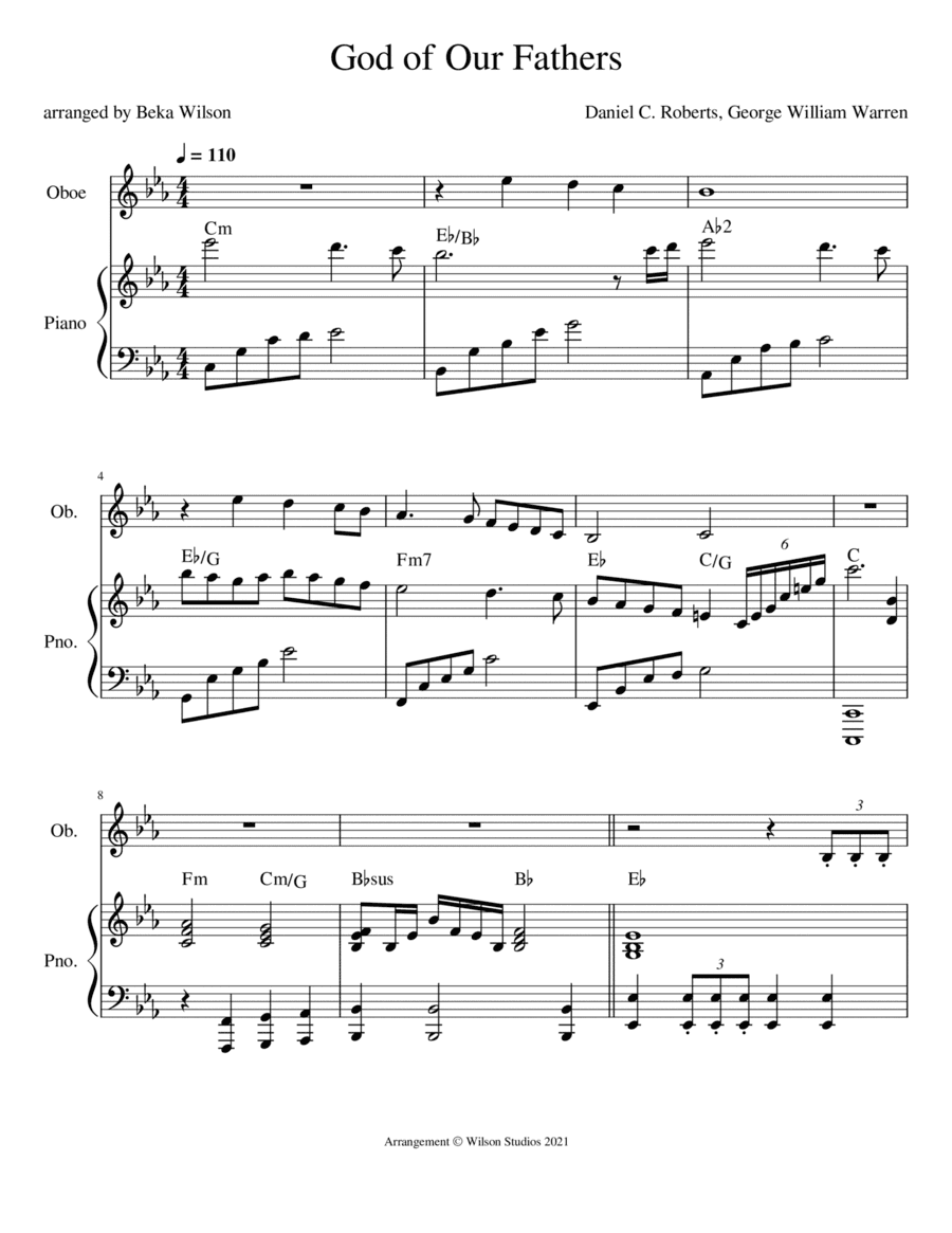 God of Our Fathers--oboe solo (arr. Beka Wilson)