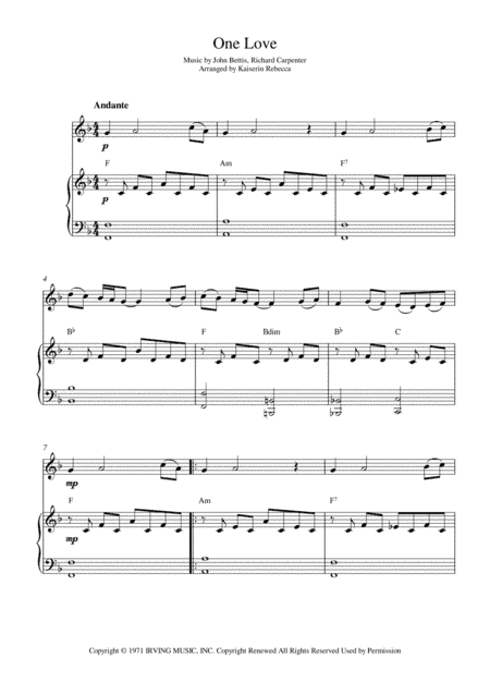 One Love (arr. Kaiserin Rebecca)