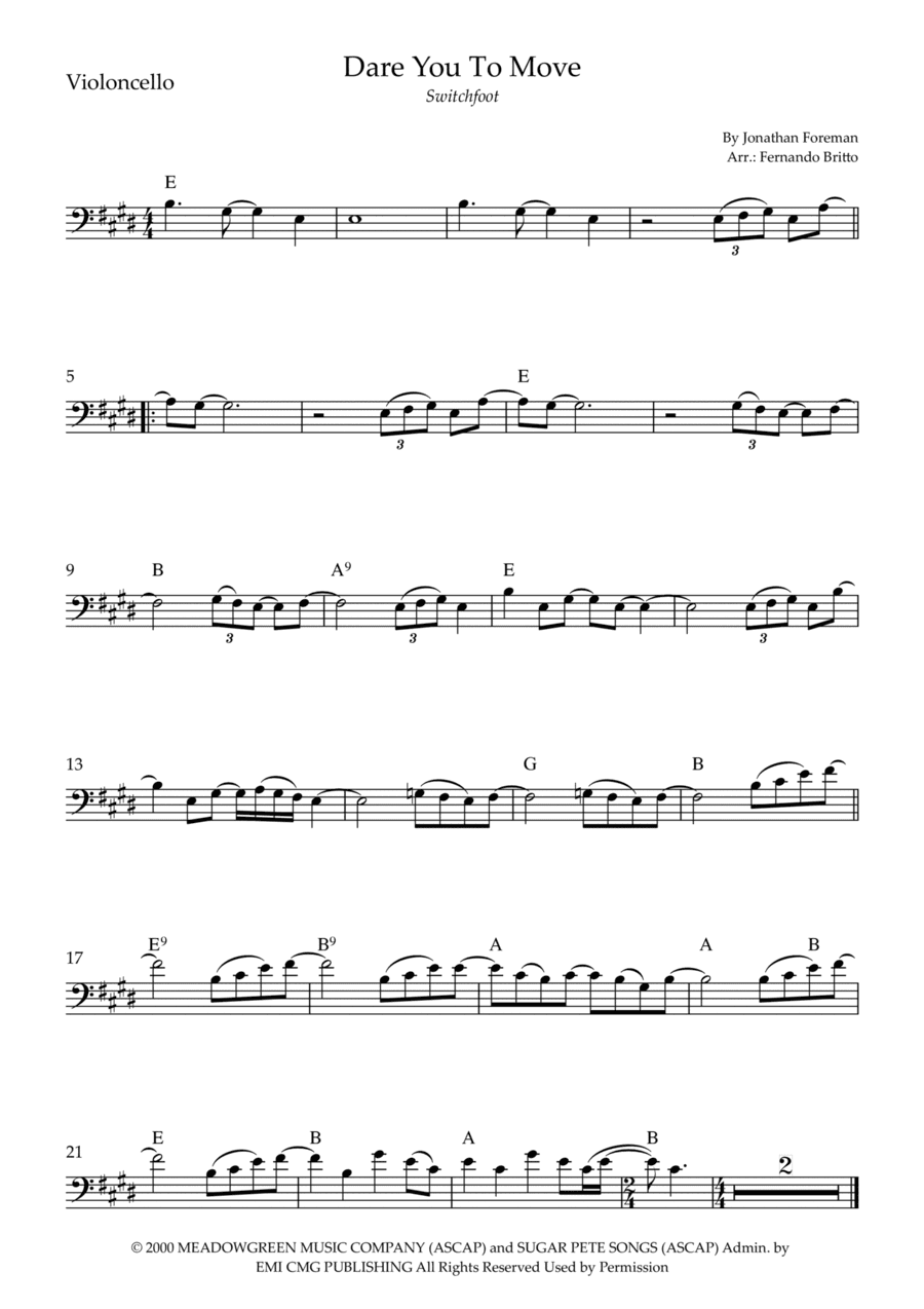 Dare You To Move (arr. Fernando Britto)