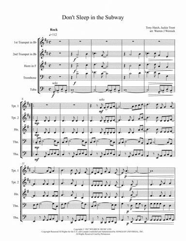 Don't Sleep In The Subway (arr. Warren J. Wernick)
