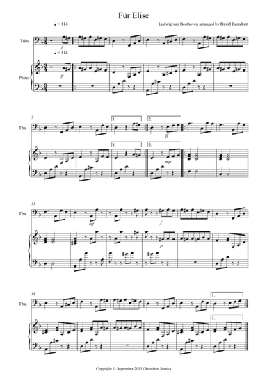 Fur Elise for Tuba and Piano (arr. David Burndrett)