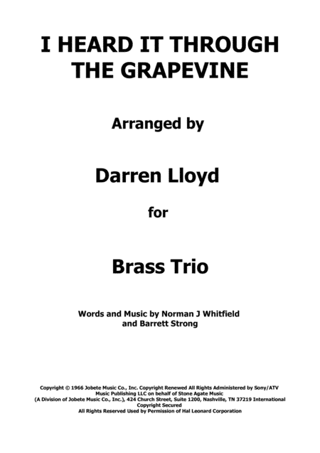 I Heard It Through The Grapevine (arr. Darren Lloyd)