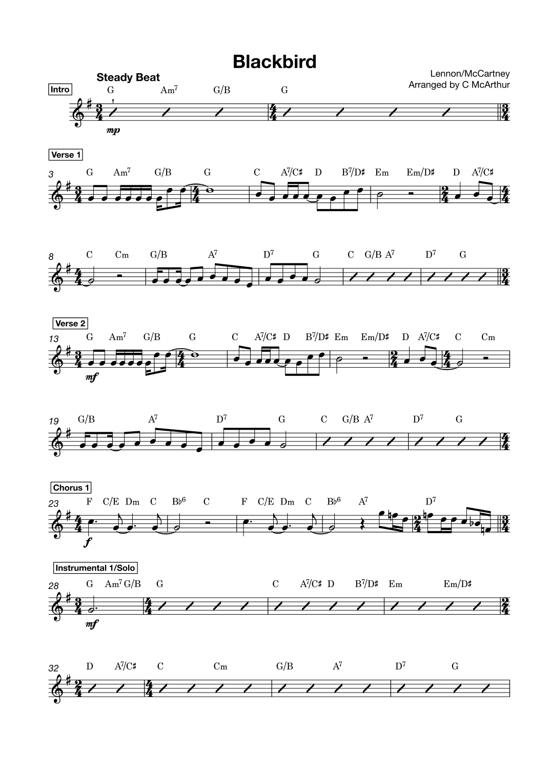 Blackbird (arr. Cameron McArthur)