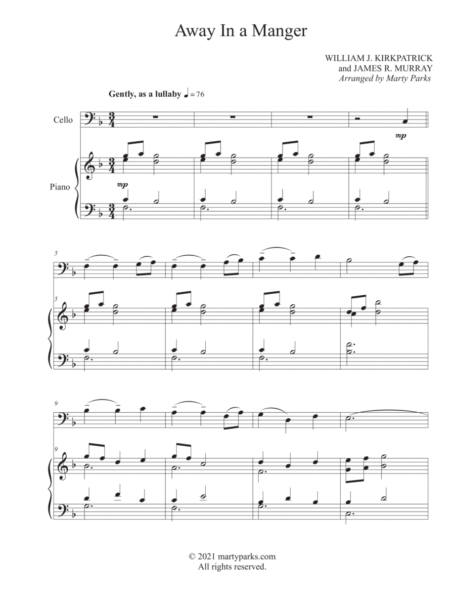 Away In a Manger (Cello-Piano) (arr. Marty Parks)
