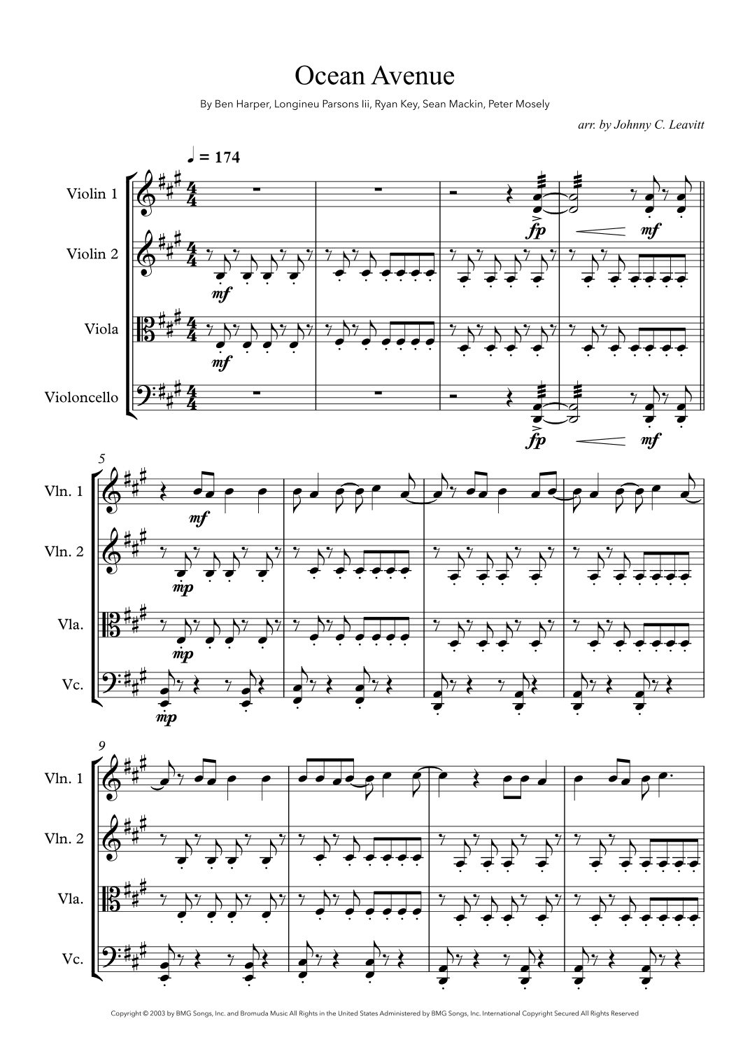 Ocean Avenue (arr. Johnny C. Leavitt)