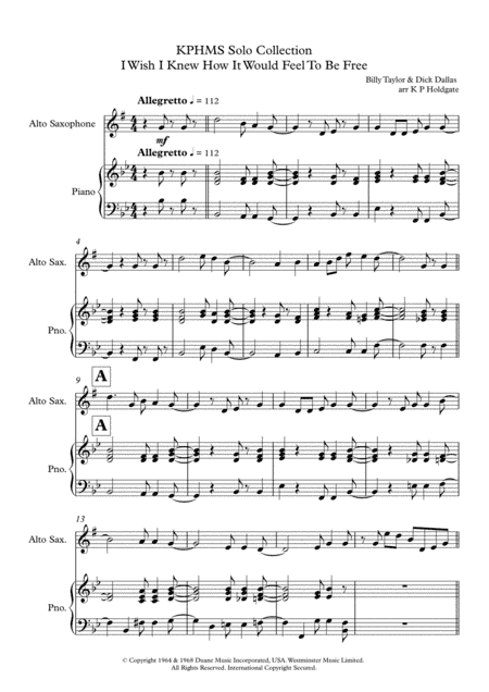 I Wish I Knew How It Would Feel To Be Free (arr. Kevin P Holdgate)