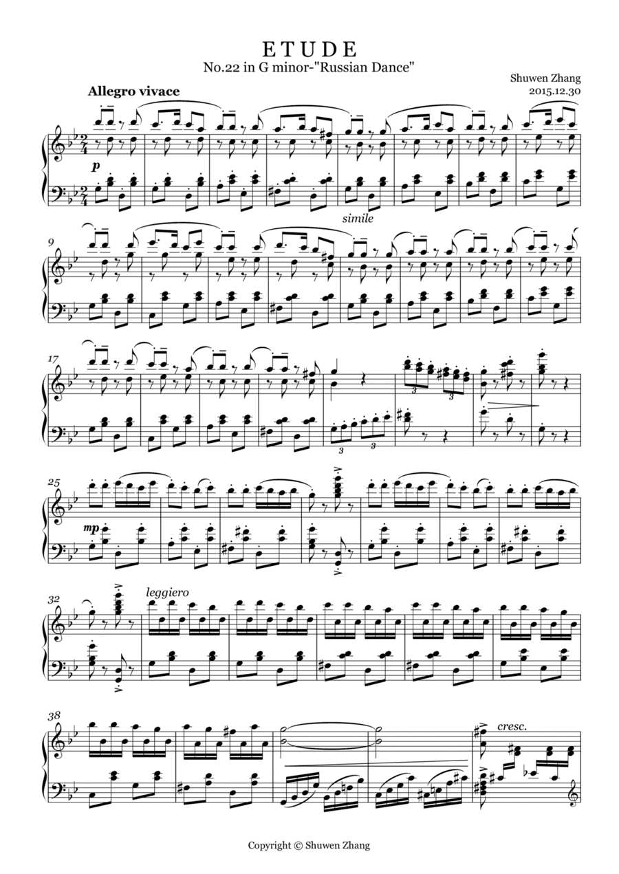 Etude No.22 in G minor "Russian Dance"