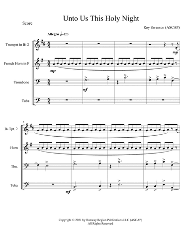 Unto Us This Holy Night for Brass Quintet