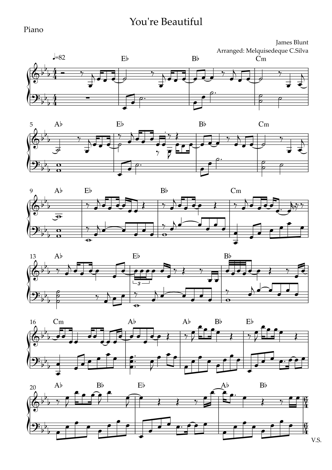 You're Beautiful (arr. Melquisedeque Carvalho Silva)