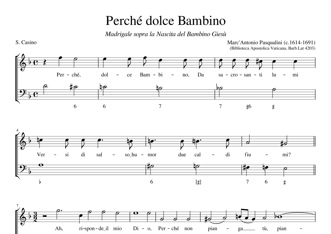 Perché dolce Bambino (arr. Early Music Scores)