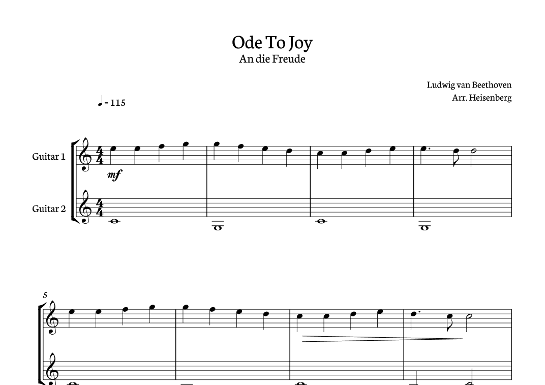 Ode to Joy for guitar duo. (arr. Heisenberg)