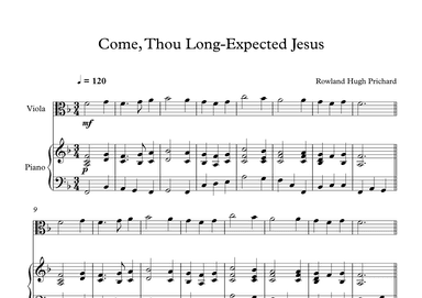 Come, Thou Long-Expected Jesus - Rowland Hugh Prichard (Viola + Piano) (arr. Digital Book Music)