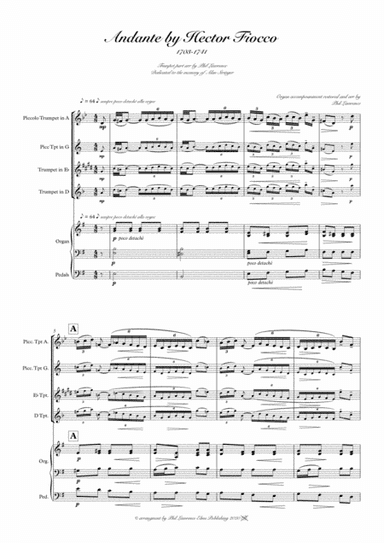 Andante by Hector Fiocco arr for Trumpet (Picc A, G, or D or Eb tpt). (arr. Phil Lawrence)