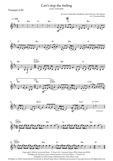 Can't Stop The Feeling! (arr. Fernando Britto)