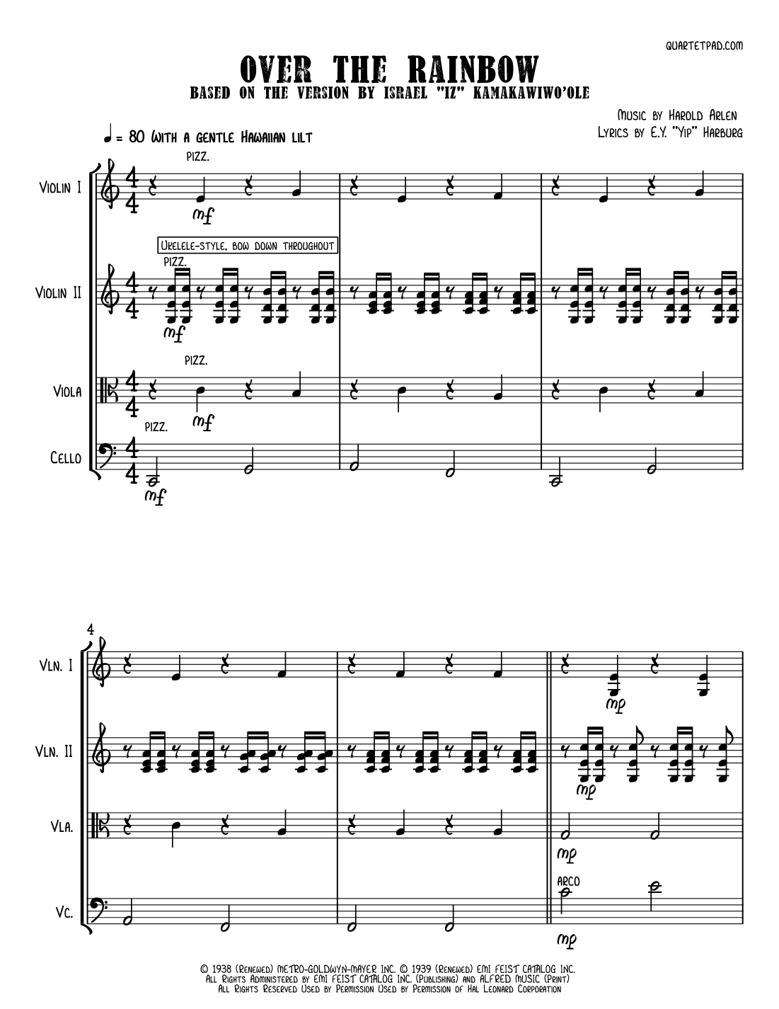 Over The Rainbow (from The Wizard Of Oz) (arr. Alison Gillies)