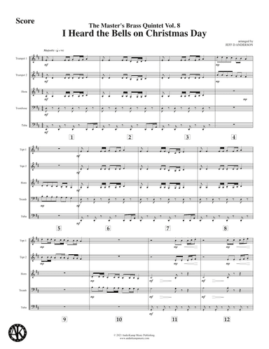I Heard the Bells on Christmas Day for brass quintet (arr. Jeff D. Anderson)