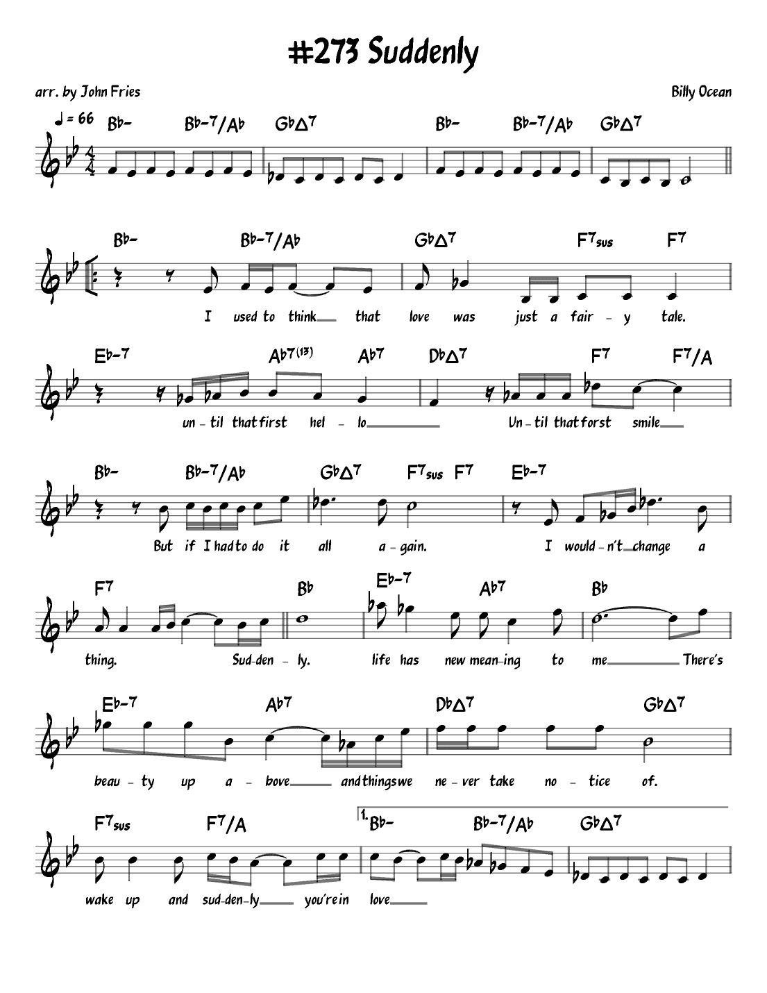 Suddenly (arr. John Fries)