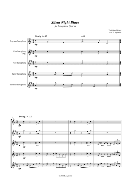 Silent Night Blues - for Saxophone Quartet (arr. K. Agioritis)